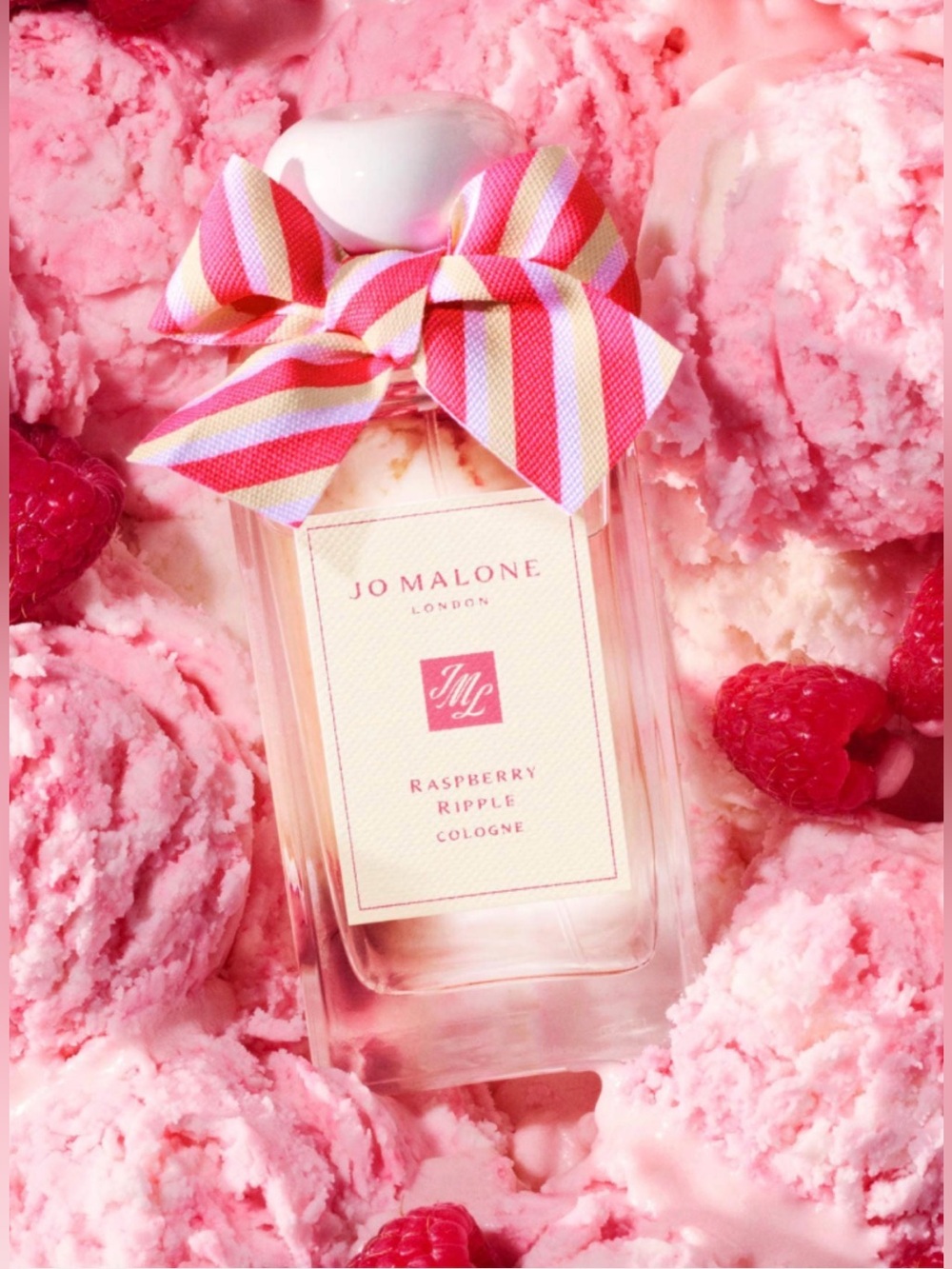 Jo Malone Pink Raspberry Ripple Cologne with Striped Bow